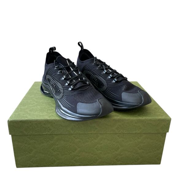 Gucci Run Sneaker Interlocking G Black Technical Knit Men's Size 12.5 US 13 NEW - Picture 14 of 16